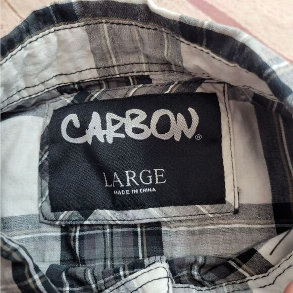 Carbon western plaid button-down shirt L - Picture 4 of 5